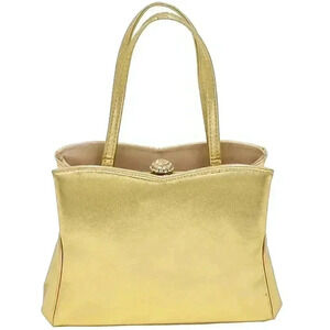 50s Gold Mid Century Kiss Lock Handbag Top Handle Bag Formal Evening Bag Wedding